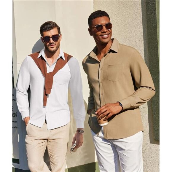 Men's Long Sleeve Button Down Shirt White - Picture 3 of 6